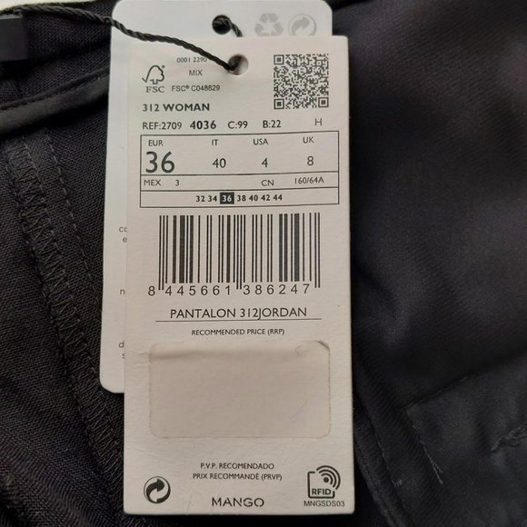 MANGO Women's Black Wool Suit Trouser- Size 4 (Brand New, Never Worn) - Picture 3 of 6